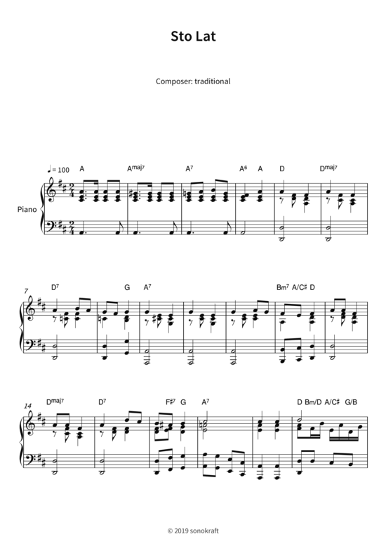 Sto Lat (Klavier Solo) (Klavier Solo) von traditional
