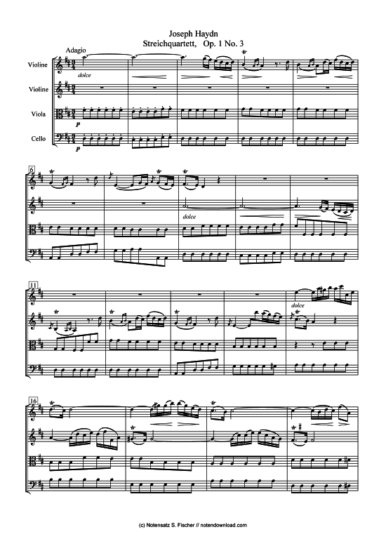 Streichquartett op. 1 Nr. 3 (nur Partitur) (Quartett (Streicher)) von Joseph Haydn (1732-1809)