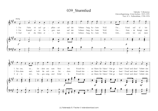Sturmlied (Klavier + Gesang) (Klavier  Gesang) von Volksweise