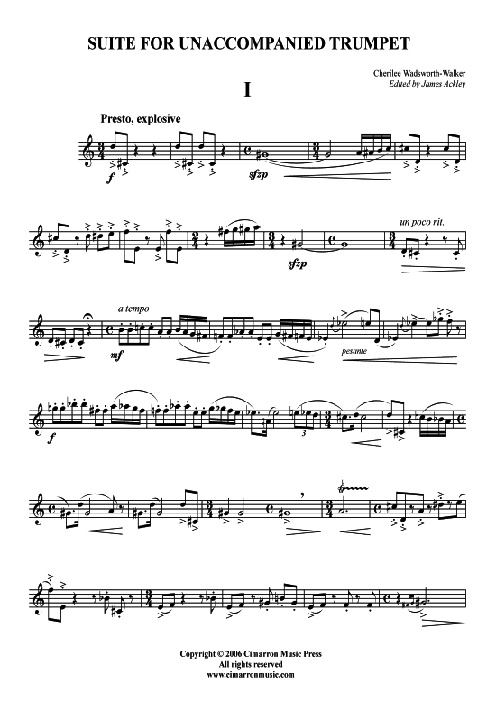 Suite 3 S auml tze (Trompete Solo) (Trompete Tenorhorn (Solo)) von Cherilee Wadsworth-Walker