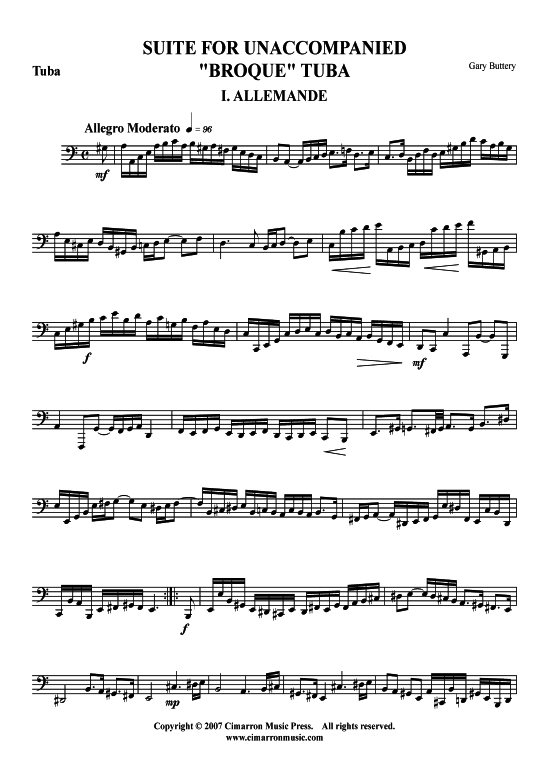 Suite f uuml r quot Baroque quot Tuba (Tuba solo) (Tuba (Solo)) von Gary Burch