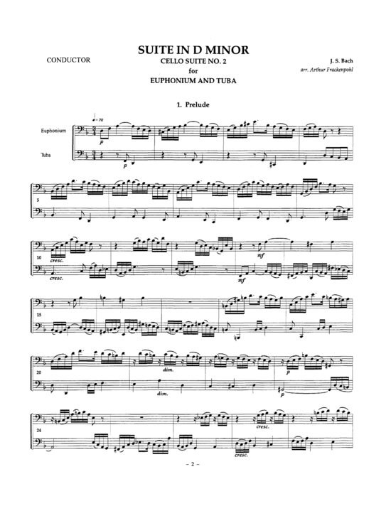 Suite in D minor (Euphonium + Tuba) (Duett (Blech Brass)) von J.S. Bach