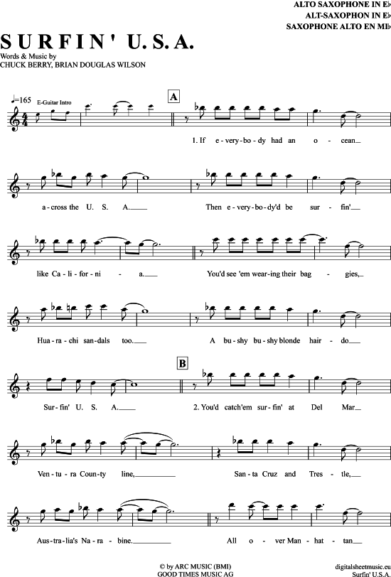 Surfin U.S.A. (Alt-Sax) (Alt Saxophon) von Beach Boys