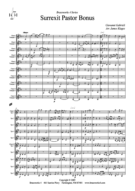 Surrexit Pastor Bonus (Trompeten Ensemble) (Ensemble (Blechbl ser)) von Giovanni Gabrieli