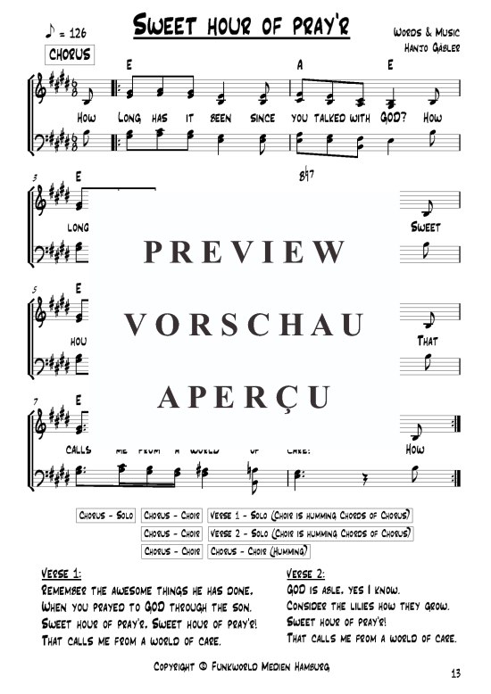 Sweet hour of prayr (Gemischter Chor) (Gemischter Chor) von Hanjo G auml bler (aus Songs for Gospel Vol. 3)