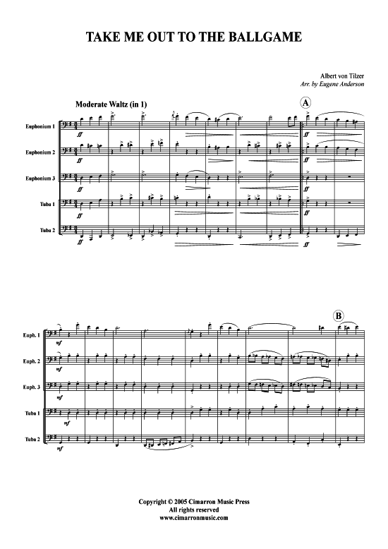 Take Me Out To The Ballgame (Tuba-Ensemble Bariton Pos+Tuba) (Ensemble (Blechbl ser)) von Albert von Tilzer