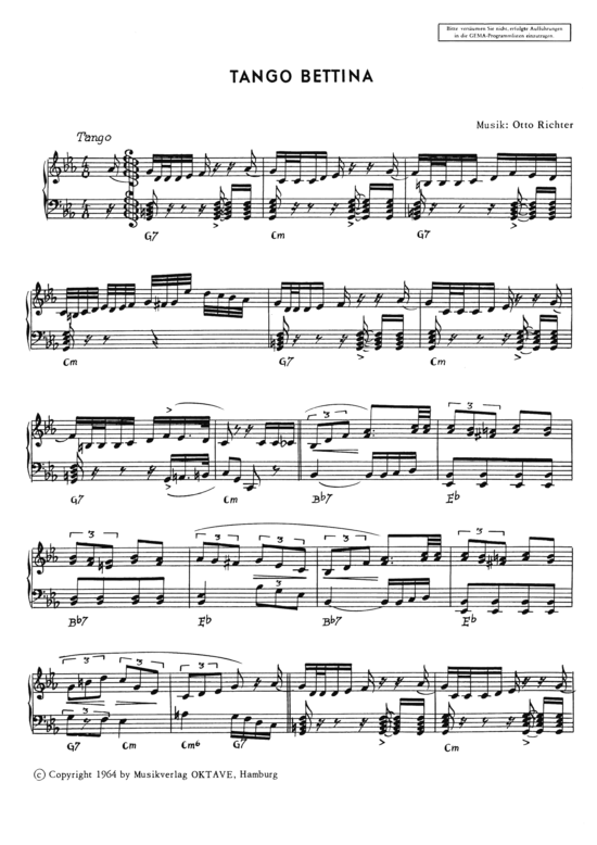 Tango Bettina (Klavier Solo) (Klavier Solo) von Tango (1964)
