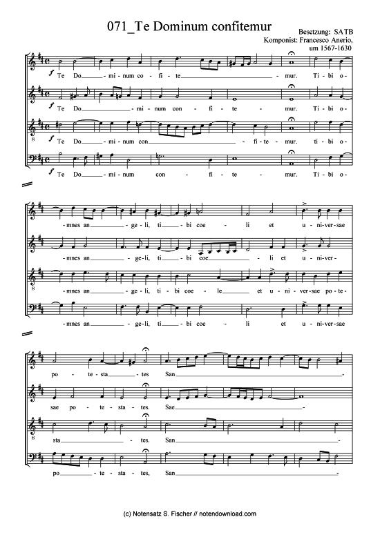 Te Dominum confitemur (Gemischter Chor) (Gemischter Chor) von Francesco Anerio um 1567-1630 
