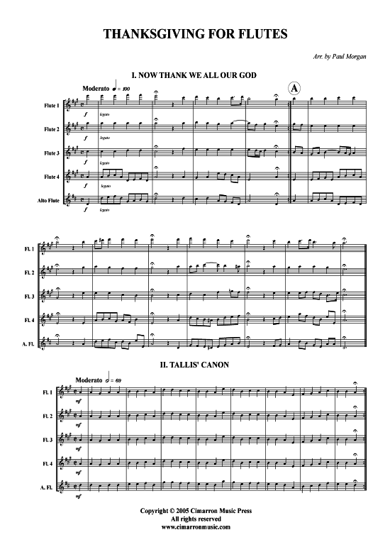 Thanksgiving for Flutes (Fl ouml ten-Quintett) (Quintett (Fl te)) von Paul Morgan