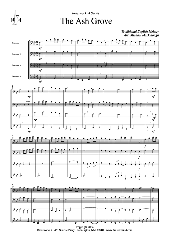 The Ash Grove (Posaunen-Quartett) (Quartett (Posaune)) von Englische Melodie