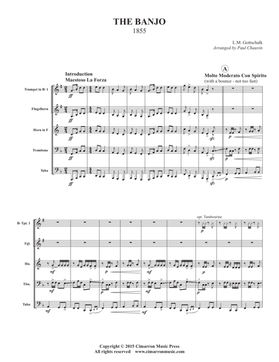 The Banjo (Blechbl auml serquintett) (Quintett (Blech Brass)) von Lm Gottschalk