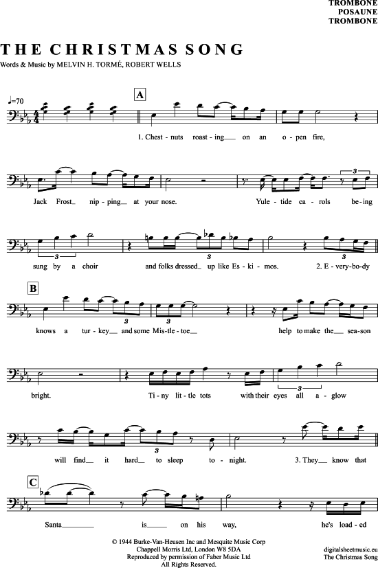 The Christmas Song (Merry Christmas To You) (Posaune  Bariton) (Posaune) von Mel Torme