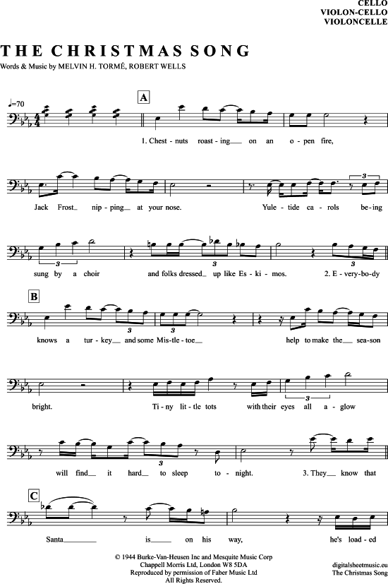 The Christmas Song (Merry Christmas To You) (Violon-Cello) (Violoncello) von Mel Torme