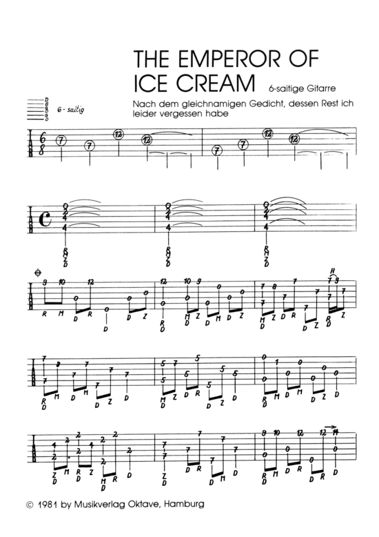 The Emperor of Ice Cream Gitarre Solo PDF Noten von Vic Abram engl