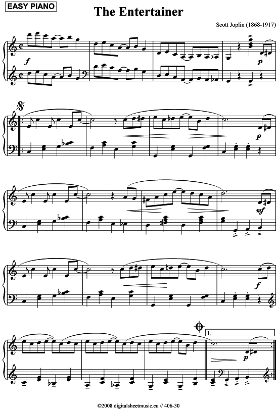 The Entertainer (Klavier solo leicht) (Klavier Solo) von Scott Joplin (1868-1917)