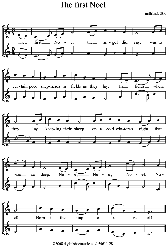 The first Noel 2x Trompete in B - PDF Noten von Weihnachtslied sehr einfach in - 50611-28