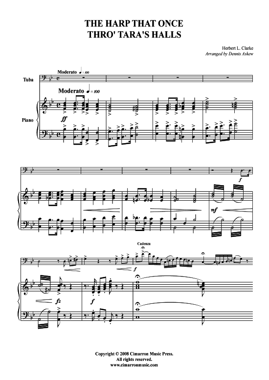 The Harp That Once Thro Tarra s Halls (Tuba + Klavier) (Klavier  Tuba) von Herbert Lincoln Clarke