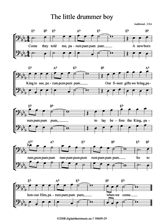 The little drummer boy (Der kleine Trommler (2x Posaune in C)) (Duett (Posaune)) von Weihnachtslied