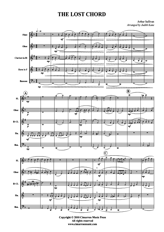 The Lost Chord (Holzbl auml ser-Quintett) (Quintett (Holzbl ser)) von Arthur Sullivan