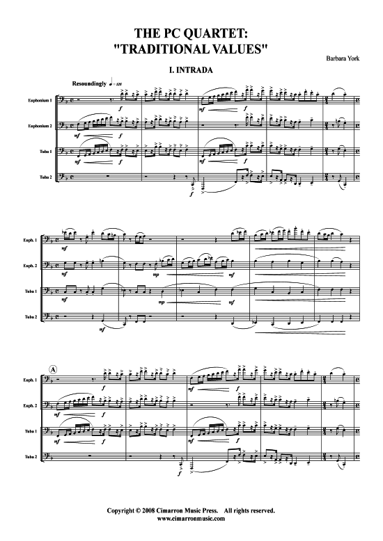 The PC Quartet  quot Traditional Values quot (Tuba Quartett 2x Bariton 2xTuba) (Quartett (Tuba)) von Barbara York (1. Intrada 2. Pastorale 3. Postlude)