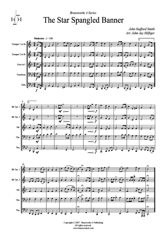 The Star Spangled Banner (Blechbl serquintett) (Quintett (Blech Brass)) von John Stafford Smith
