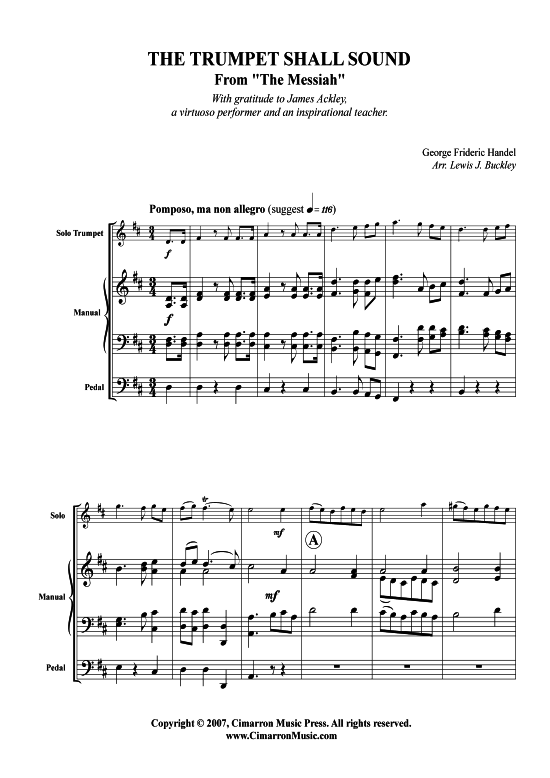 The Trumpet Shall Sound Trompete + Orgel PDF Noten von G. F. Händel