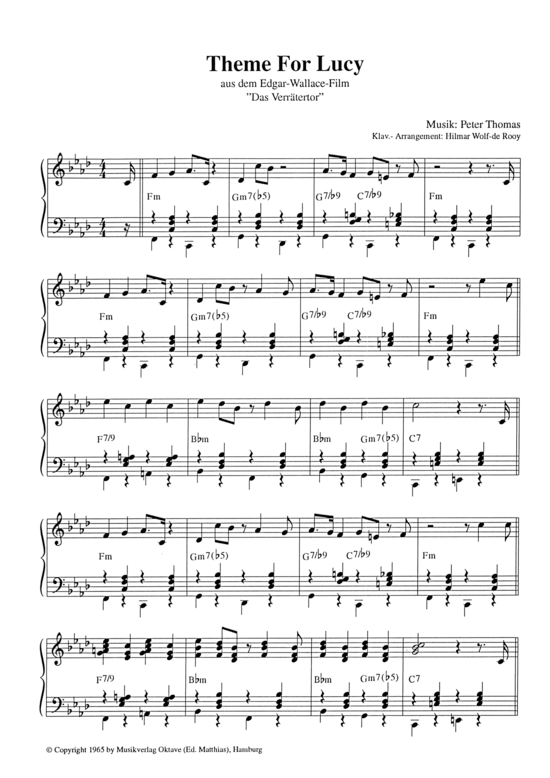 Theme For Lucy (Klavier Solo) (Klavier Solo) von aus dem Edgar-Wallace-Film Das Verr auml tertor 