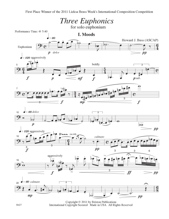 Three Euphonics Euphonium Solo PDF Noten von Howard J. Buss in B0427