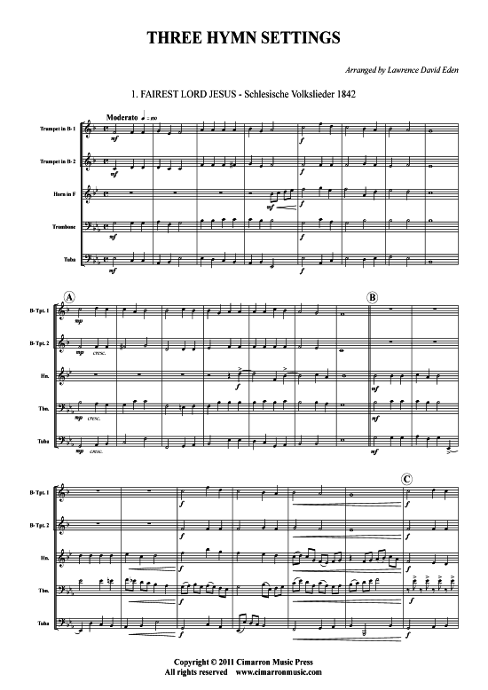 Three Hymn Settings (Blechbl auml serquintett) (Quintett (Blech Brass)) von Weihnachten