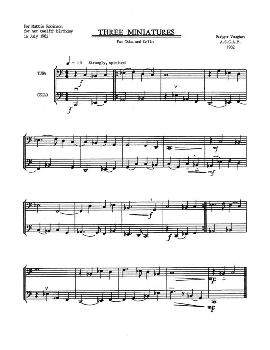 Three Miniatures (Violoncello + Tuba) (Duett (2 St.)) von Rodger Vaughan
