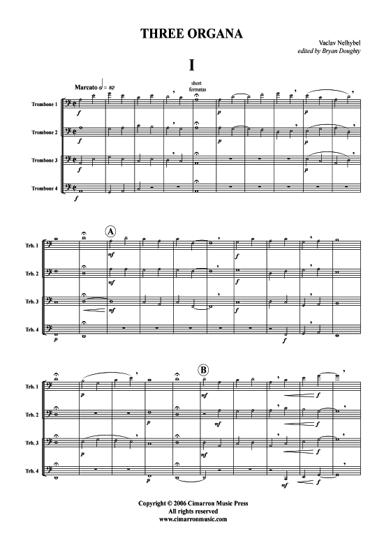 Three Organa (Posaunen-Quartett) (Quartett (Posaune)) von Vaclav Nelhybel