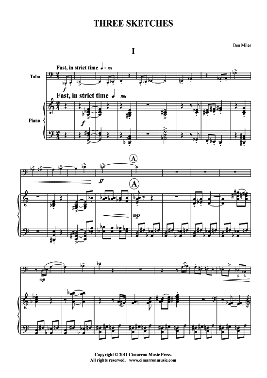 Three Sketches (Tuba + Klavier) (Klavier  Tuba) von Ben Miles