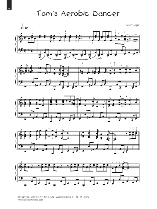 Tom acute s Aerobic Dancer (Klavier Solo mittelschwer) (Klavier Solo) von Peter Heger (aus Boogies Band 3)