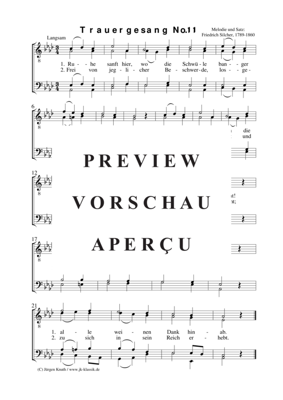 Trauergesang No.11 (Ruhe sanft hier) (M nnerchor) (M nnerchor) von Friedrich Silcher