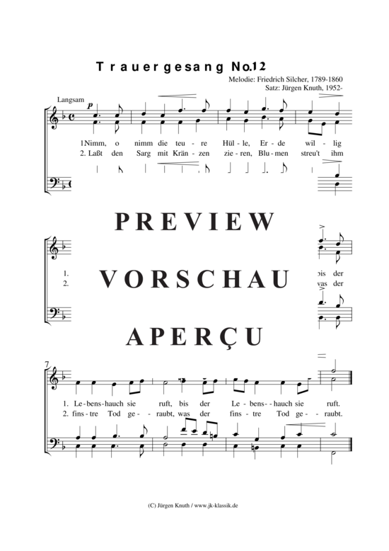 Trauergesang No.12 (Nimm o nimm) (Gemischter Chor) (Gemischter Chor) von Friedrich Silcher