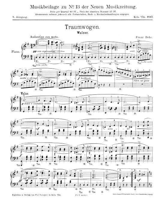 Traumwogen (Klavier Solo) (Klavier Solo) von Franz Behr