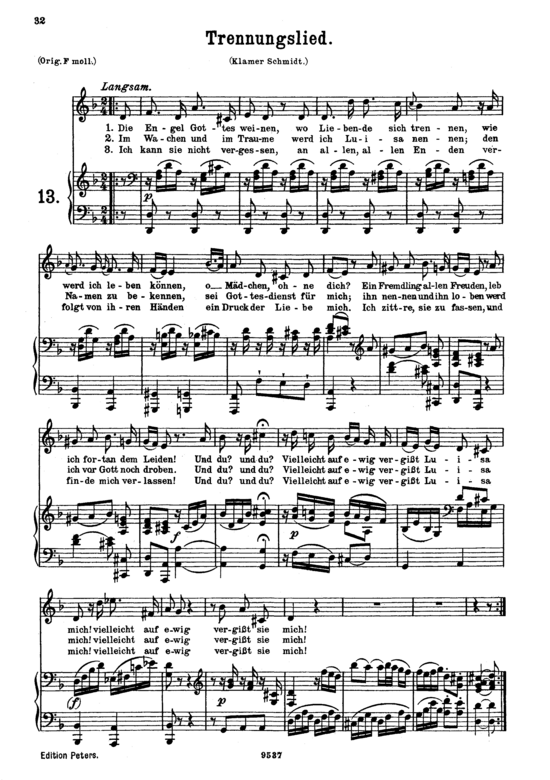 Trennungslied K 519 (Gesang mittel + Klavier) (Klavier  Gesang mittel) von Wolfgang Amadeus Mozart