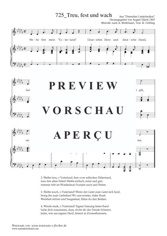 Treu fest und wach (Klavier + Gesang) (Klavier  Gesang) von A. Methfessel Text K. G ttling