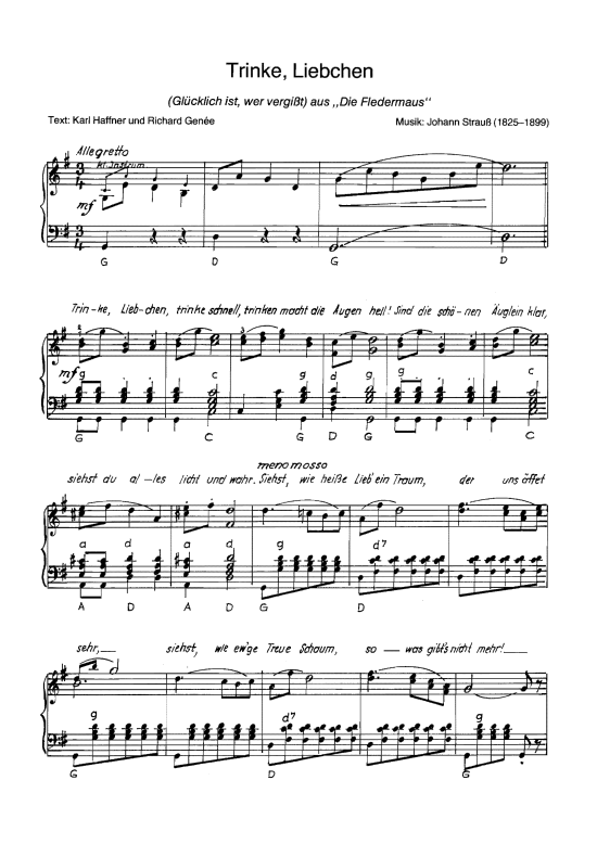 Trinke, Liebchen Akkordeon - PDF Noten Von Glcklich Ist, Wer Vergit Aus: Die In G Dur