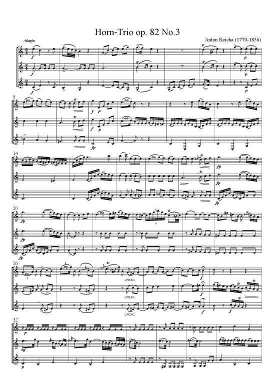 Trio op.82.3 (Horn-Trio) (Trio (Blech Brass)) von Anton Reicha (1770-1836)
