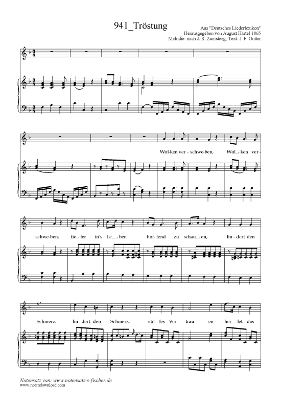 Tr stung (Klavier + Gesang) (Klavier  Gesang) von Text J. F. Gotter