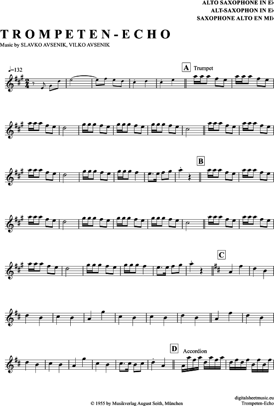 Trompeten Echo (Alt-Sax) (Alt Saxophon) von Slavko Avsenik Und Seine Original Oberkrainer