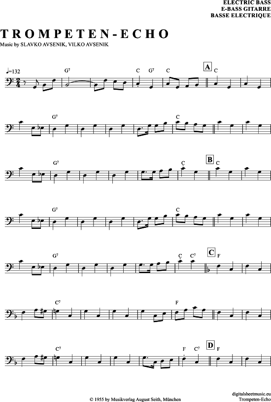 Trompeten Echo (E-Bass) (E Bass) von Slavko Avsenik Und Seine Original Oberkrainer