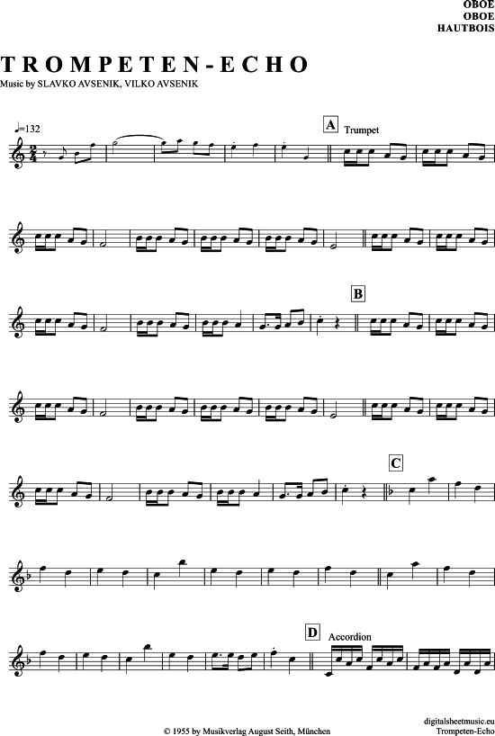 Trompeten Echo (Oboe) (Oboe Fagott) von Slavko Avsenik Und Seine Original Oberkrainer