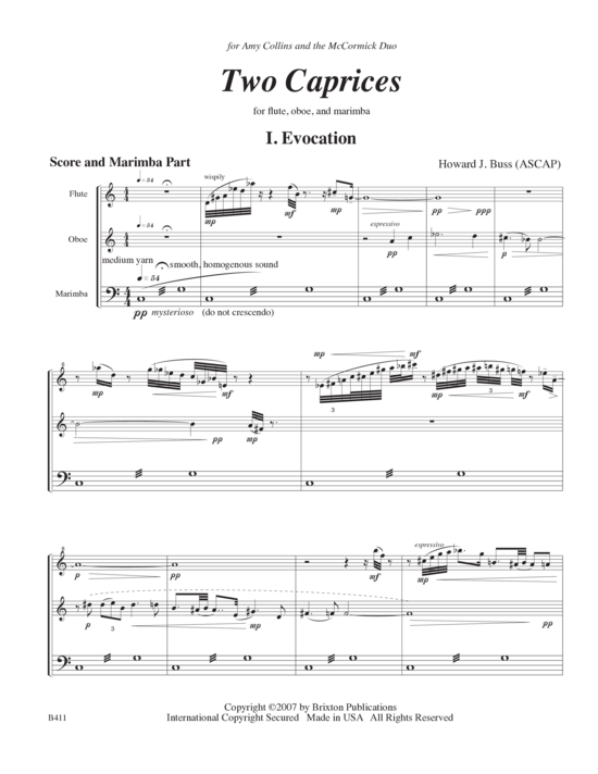 Two Caprices (Fl te Oboe und Marimbaphon) (Trio (Percussion  2 St.)) von Howard J. Buss 
