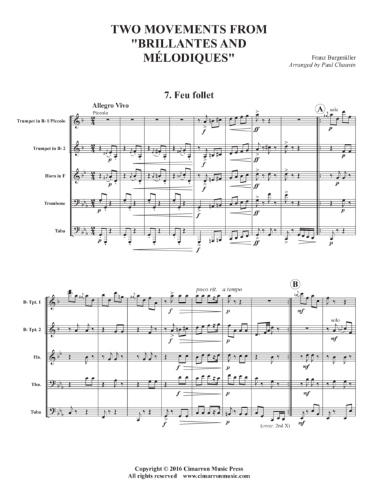 Two Movements from Brilliantes and Melodique (Blechbl auml serquintett) (Quintett (Blech Brass)) von Franz Burgmuller