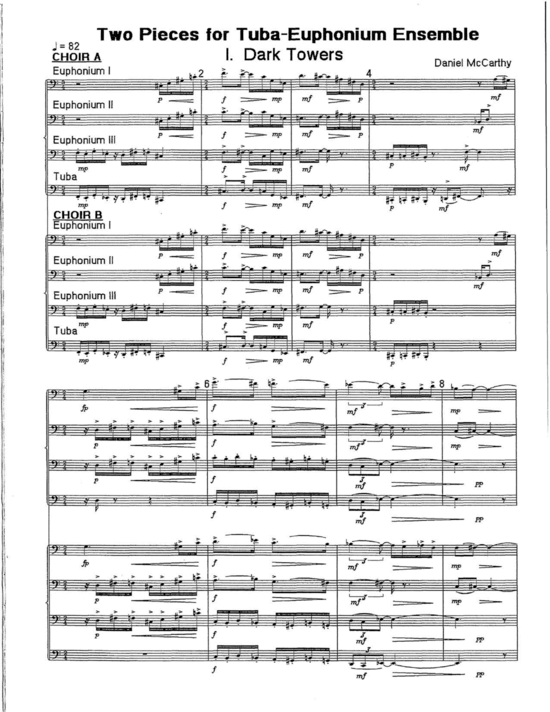 Two Pieces for Tuba Euphonium Ensemble Dark Towers Wind and Wuthering (Tuba Ensemble EEET EEET) (Ensemble (Blechbl ser)) von Daniel Mccarthy