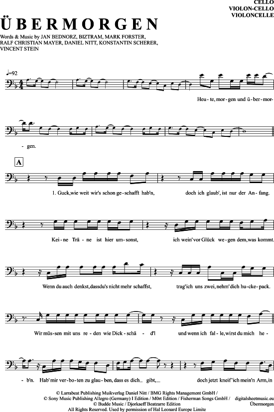  bermorgen (Violoncello) (Violoncello) von Mark Forster