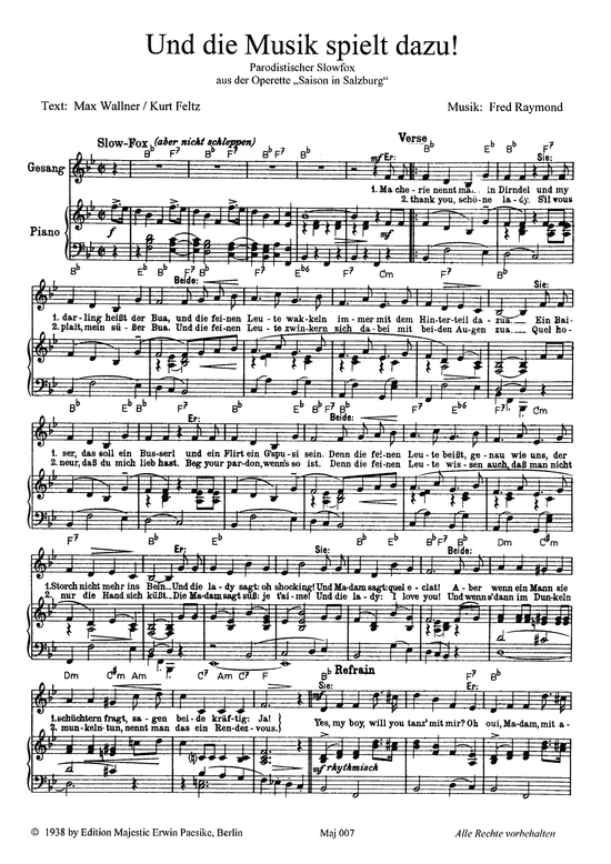Und die Musik spielt dazu (Klavier + Gesang) (Klavier Gesang  Gitarre) von Aus Saison in Salzburg (Operette)