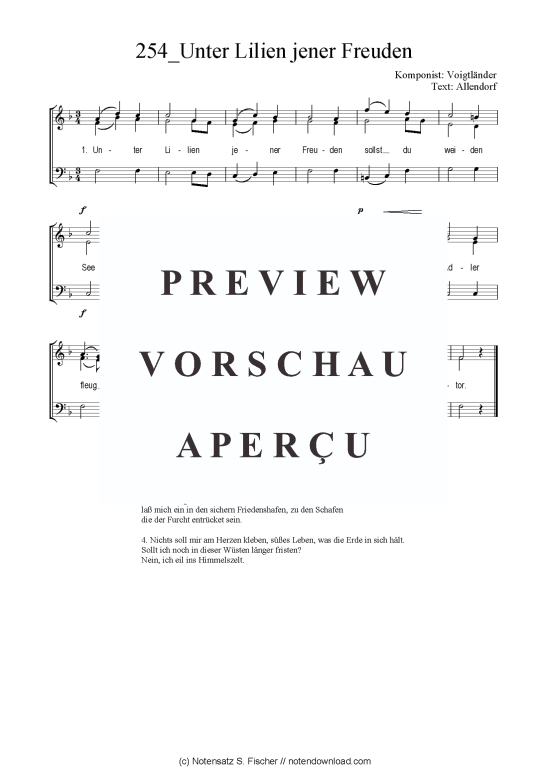 Unter Lilien jener Freuden (Gemischter Chor SAB) (Gemischter Chor (SAB)) von Voigtl nder  Allendorf